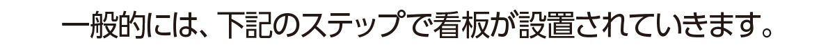 一般的には、下記のステップで看板が設置されていきます。